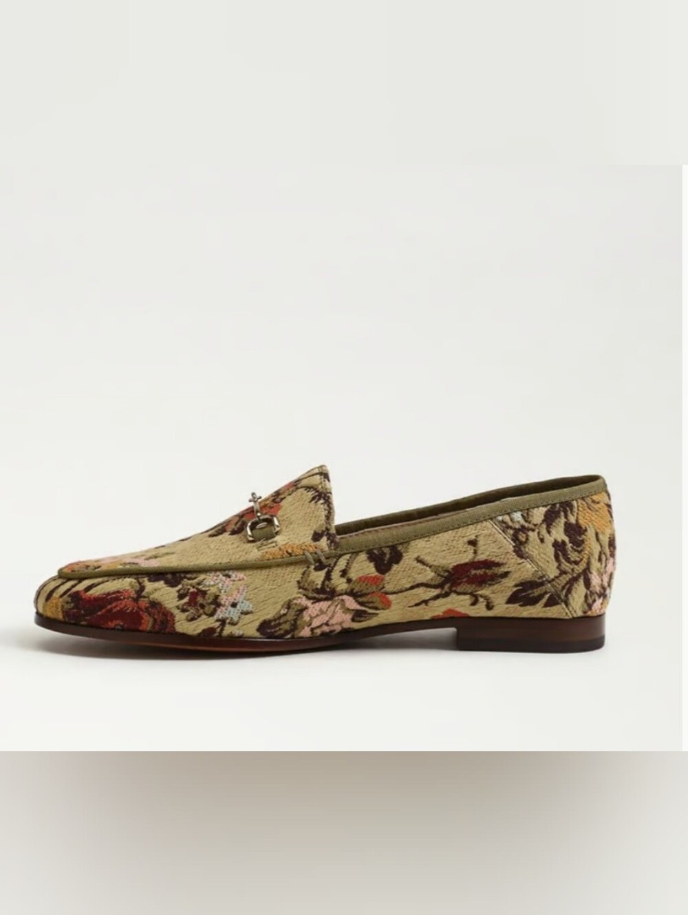Sam Edelman Olive Floral Tapestry Loafers with Red Accents - Picture 4 of 9